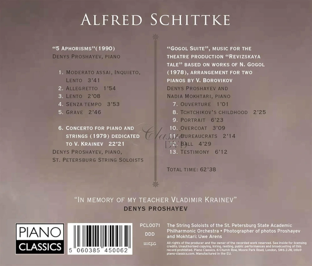 Schnittke - Piano Concerto, Aphorisms, Gogol Suite (CD)