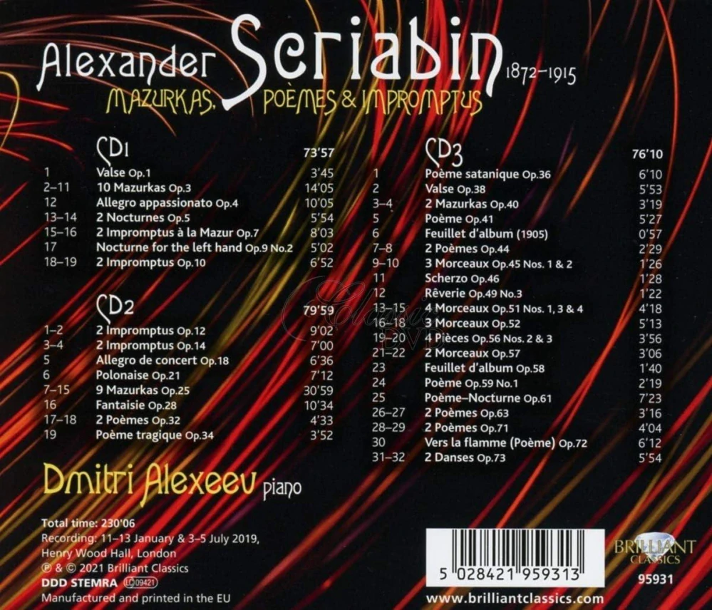 Scriabin: Mazurkas, Poèmes & Impromtus (3CD)