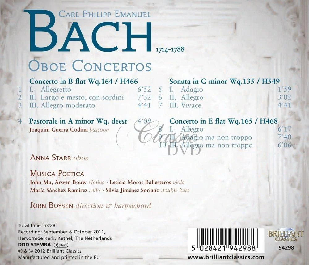 C.P.E. Bach: Oboe Concertos (CD)