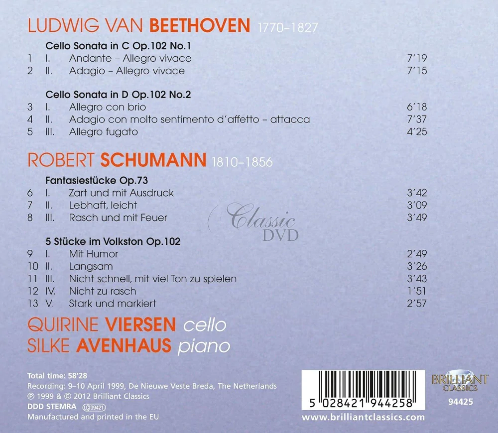 Beethoven & Schumann: Music for Cello and Piano (CD)