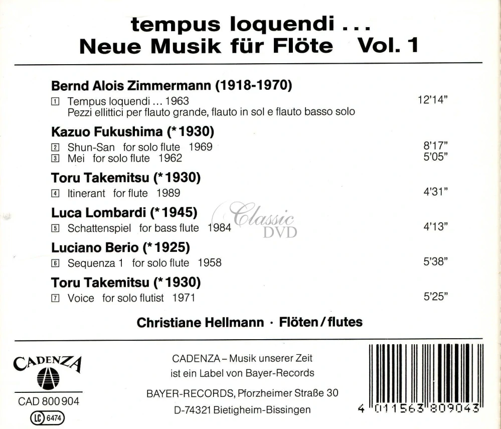 Tempus loquendi - Contemporary Music For Flute Vol.1 (CD)