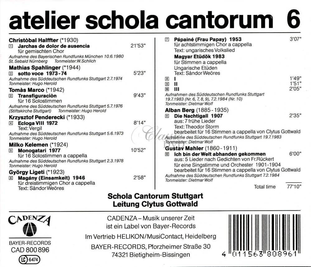 atelier schola cantorum 6 (CD)