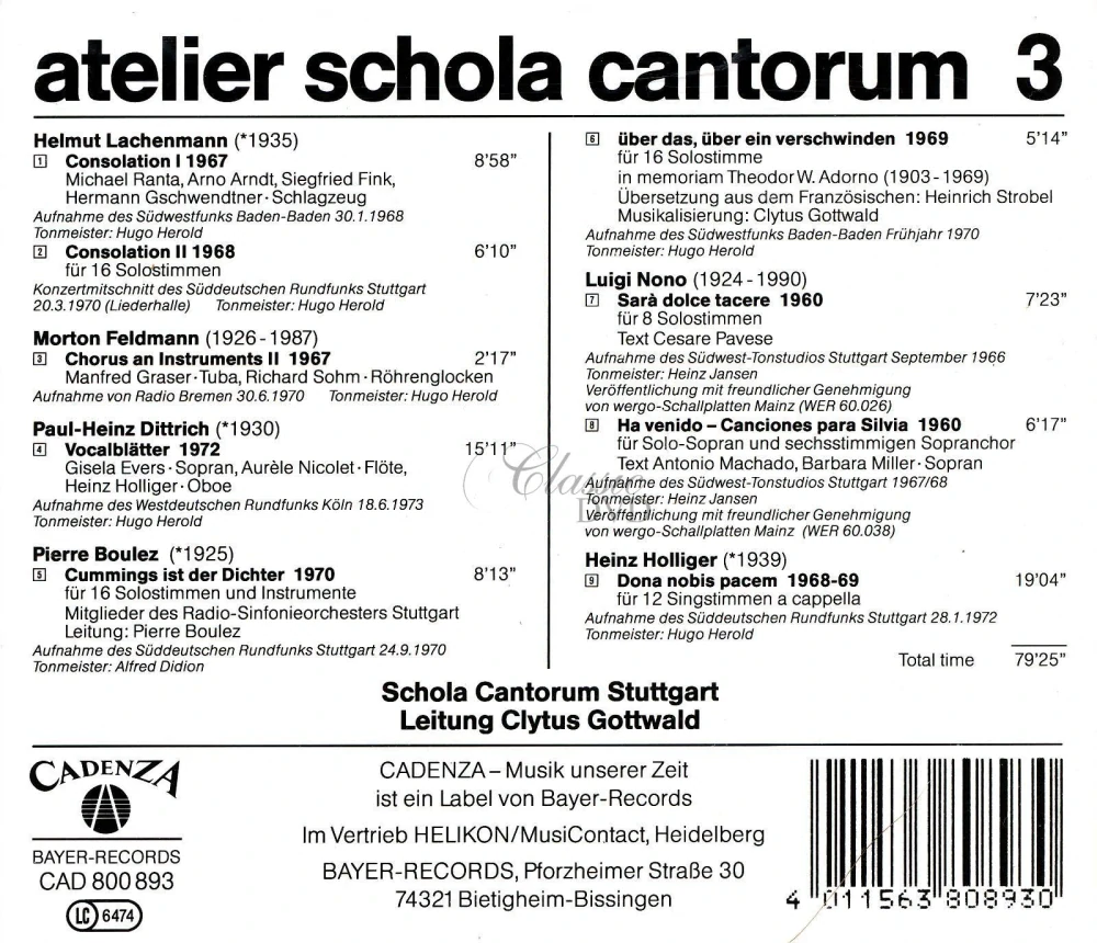 atelier schola cantorum 3 (CD)