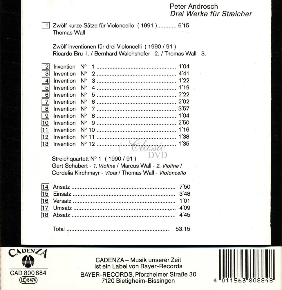 Peter Androsch - Stücke für Streicher (CD)