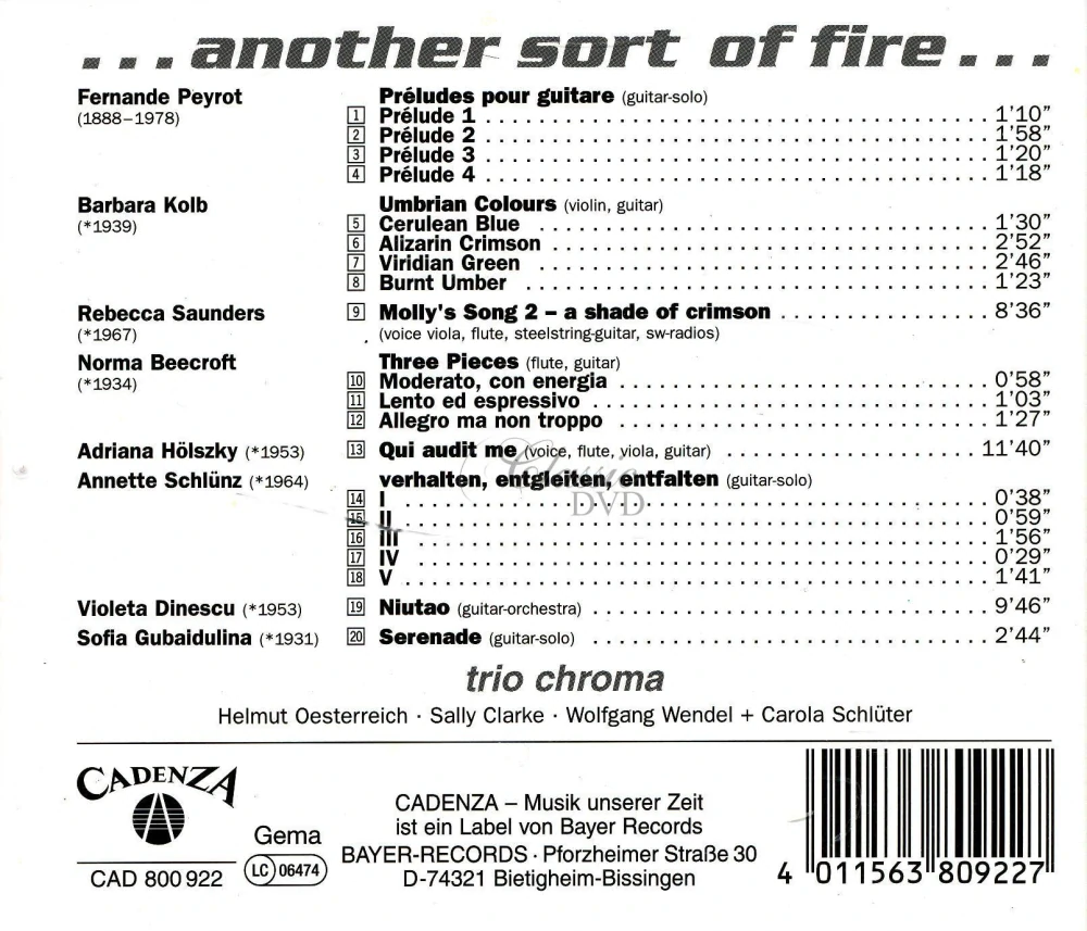 Guitar solo and chamber music - another sort of fire (CD)