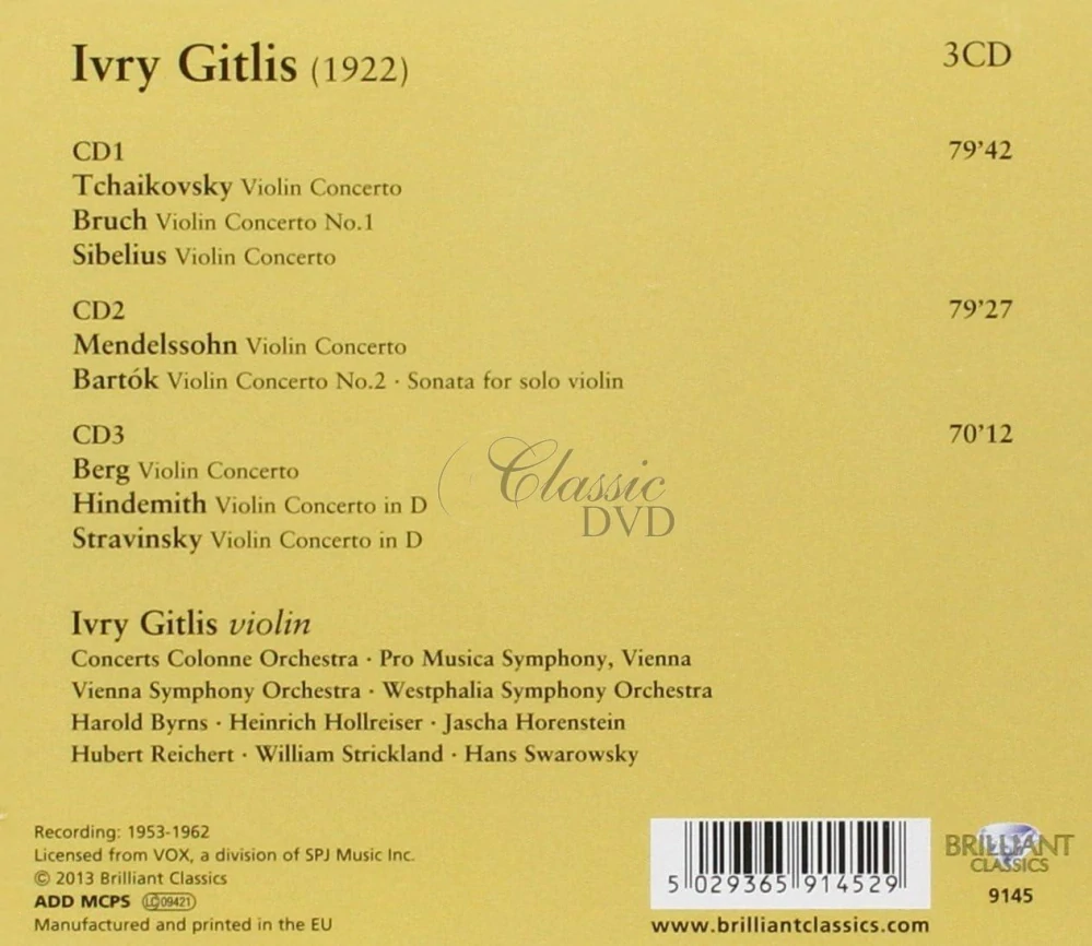 Ivry Gitlis - The Art Of Ivry Gitlis Violin Concertos (3CD)