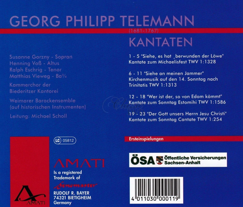 TELEMANN: Cantatas (CD)