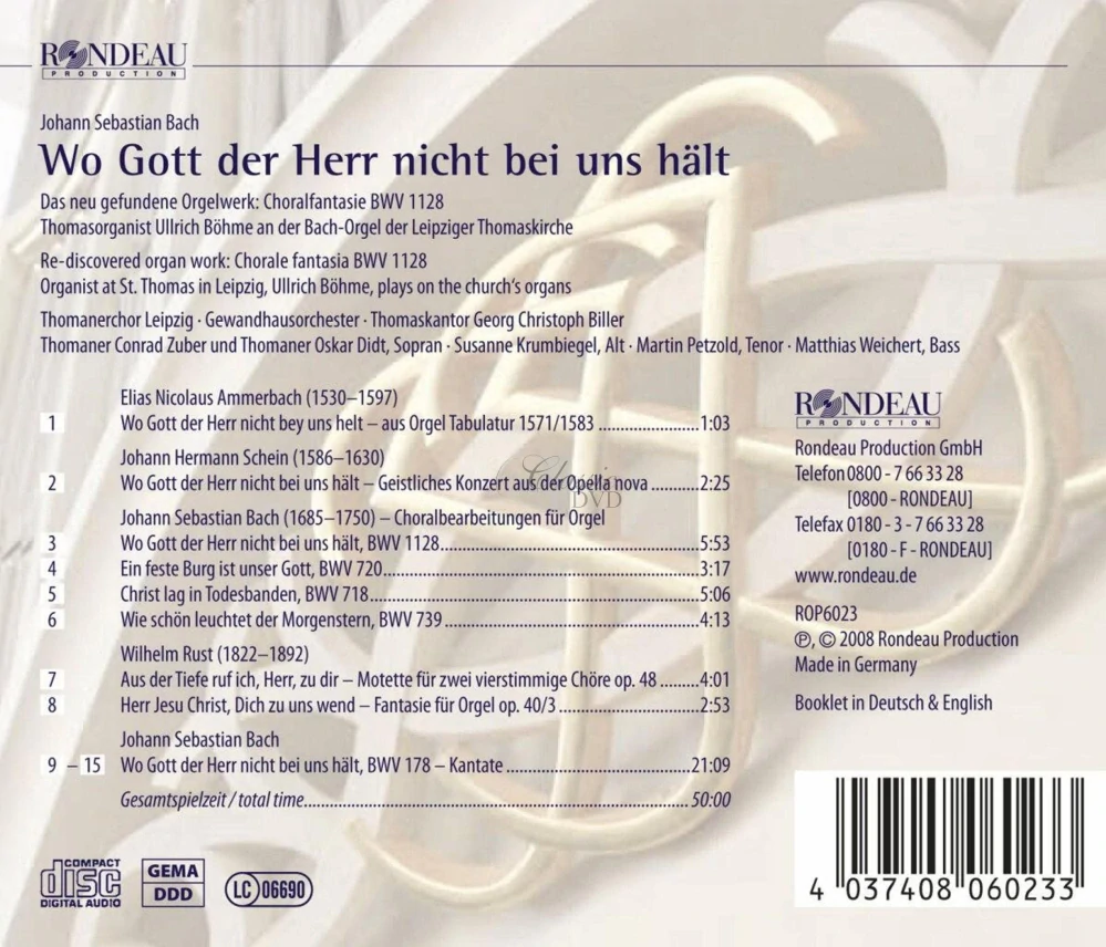 Bach: Kantate BWV 178 "Wo Gott der Herr nicht bei uns hält (CD)