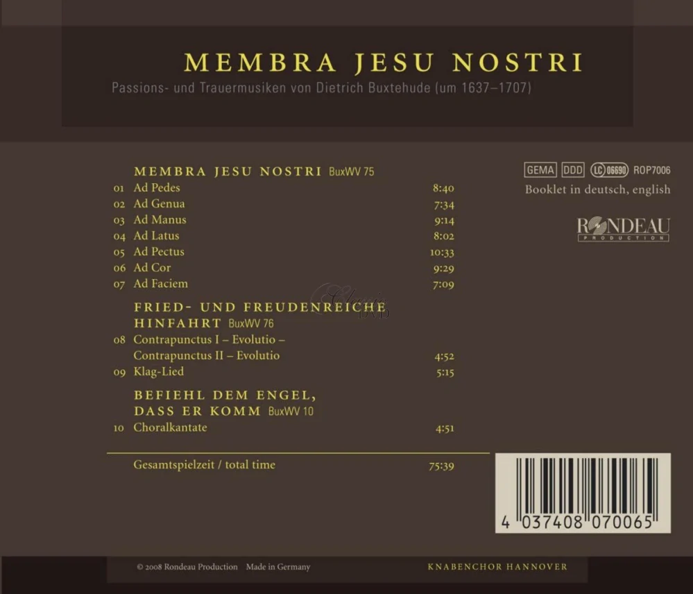 Buxtehude: Membra Jesu nostri BuxWV 75 (CD)