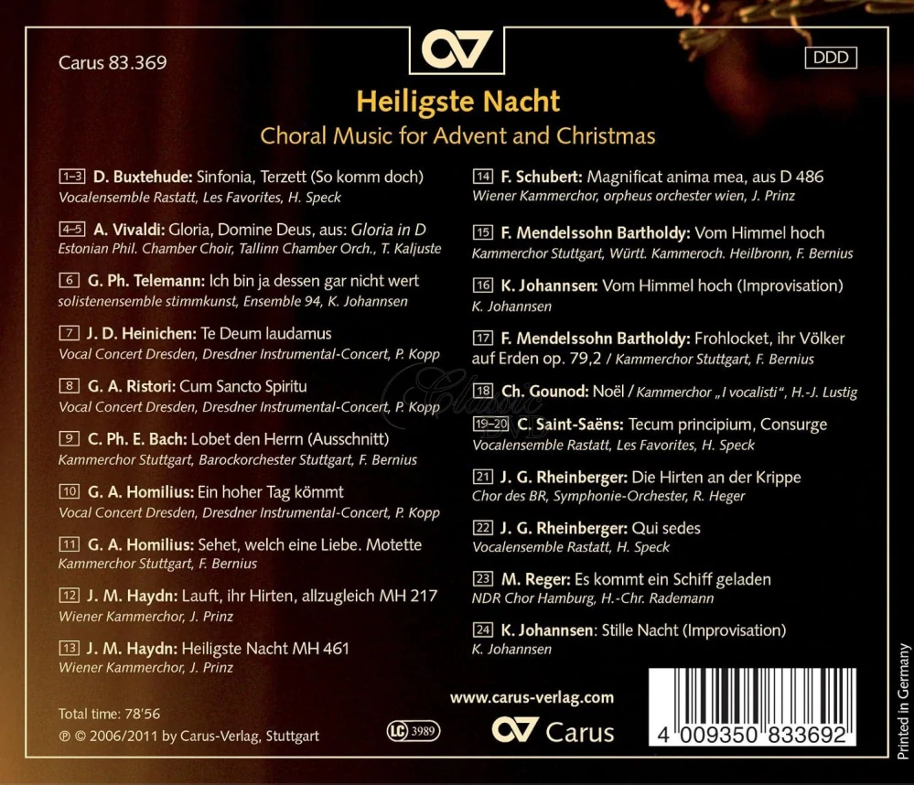 Heiligste Nacht: Choral Music for Advent & Christmas (CD)
