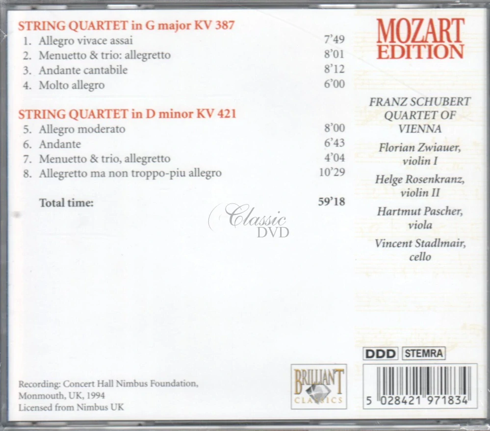 MOZART,W.A.: String Quartets KV387, KV421 (CD)