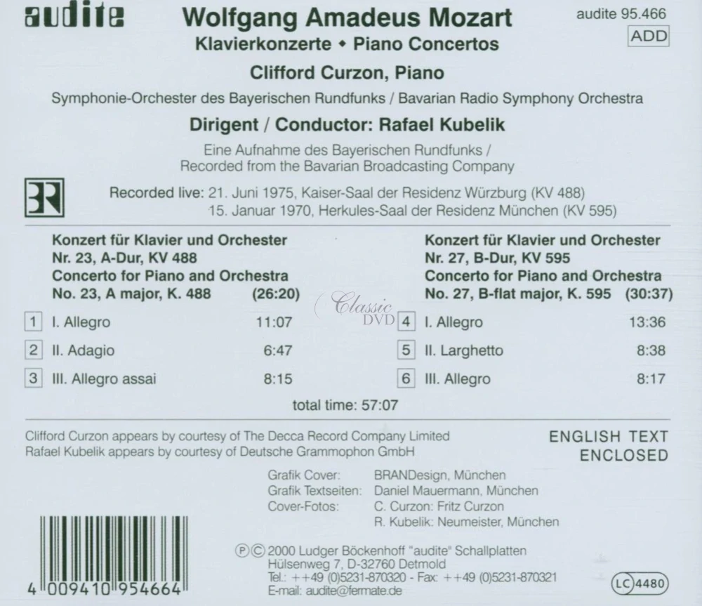 Mozart: Piano Concertos No. 23 & No. 27 (CD)