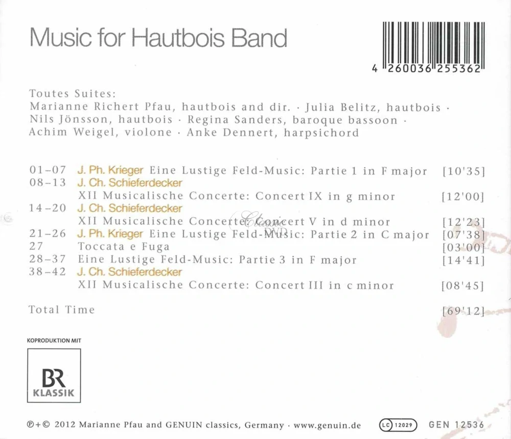 Johann Philipp Krieger (1649–1725), Johann Christian Schieferdecker (1679–1732) - Music for Hautbois Band (CD)