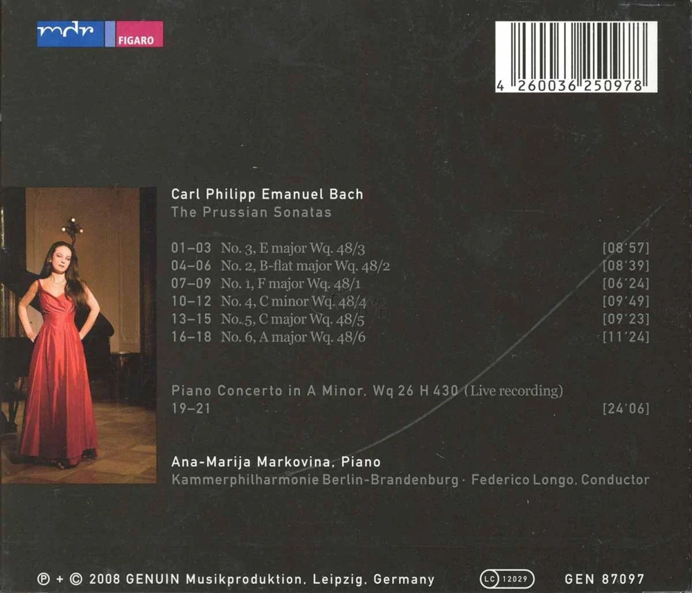C P E Bach: The Prussian Sonatas 1-6, Piano Concerto Wq.26 (CD)