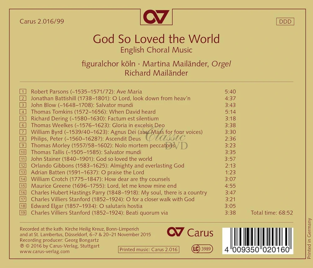 God so loved the World - English Choral Music (CD)