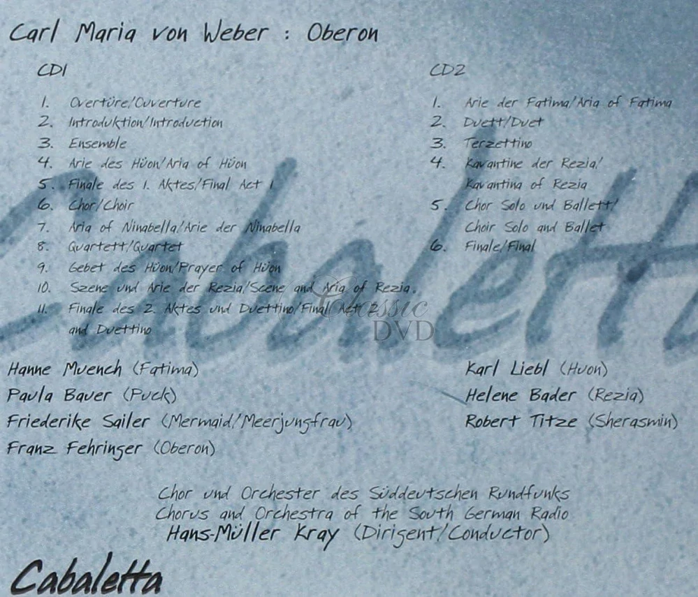 WEBER Oberon opera, J. 306 (2CD)