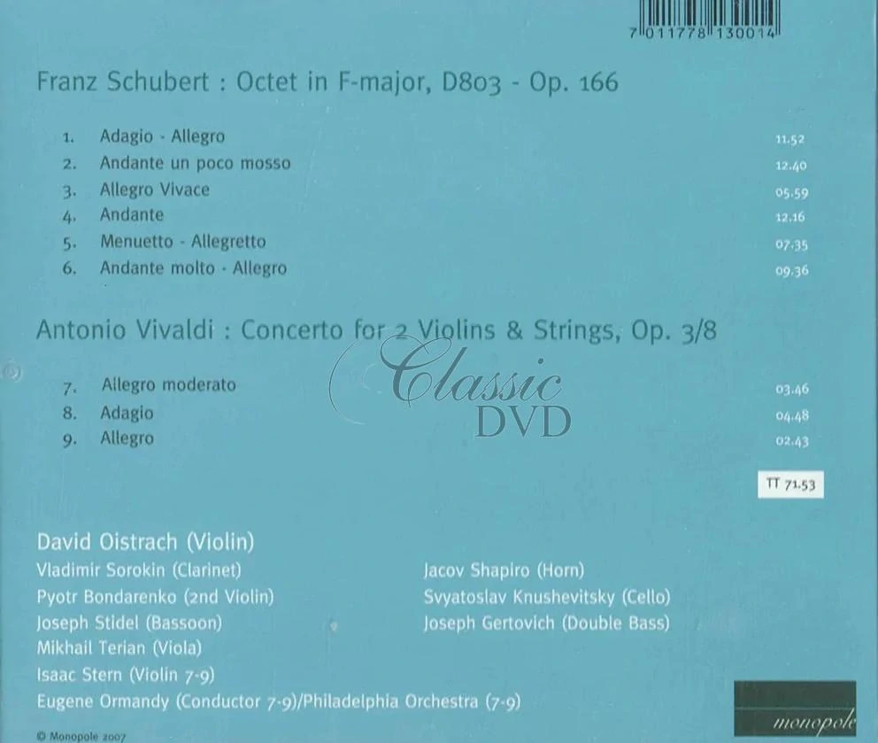 Schubert: Oktett D.803 / Vivaldi: Konzert für 2 Violinen & Streicher op. 3 Nr. 8 (CD)