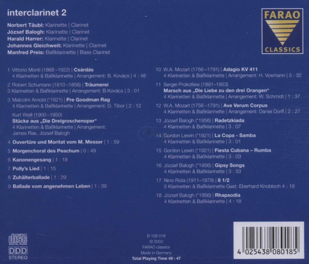 Interclarinet Ensemble II (CD)