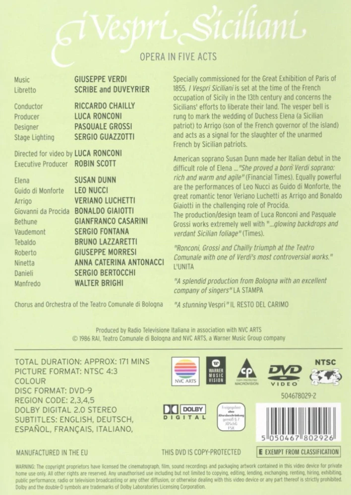 VERDI,G.: I Vespri Siciliani - Sicilské nešpory (DVD)