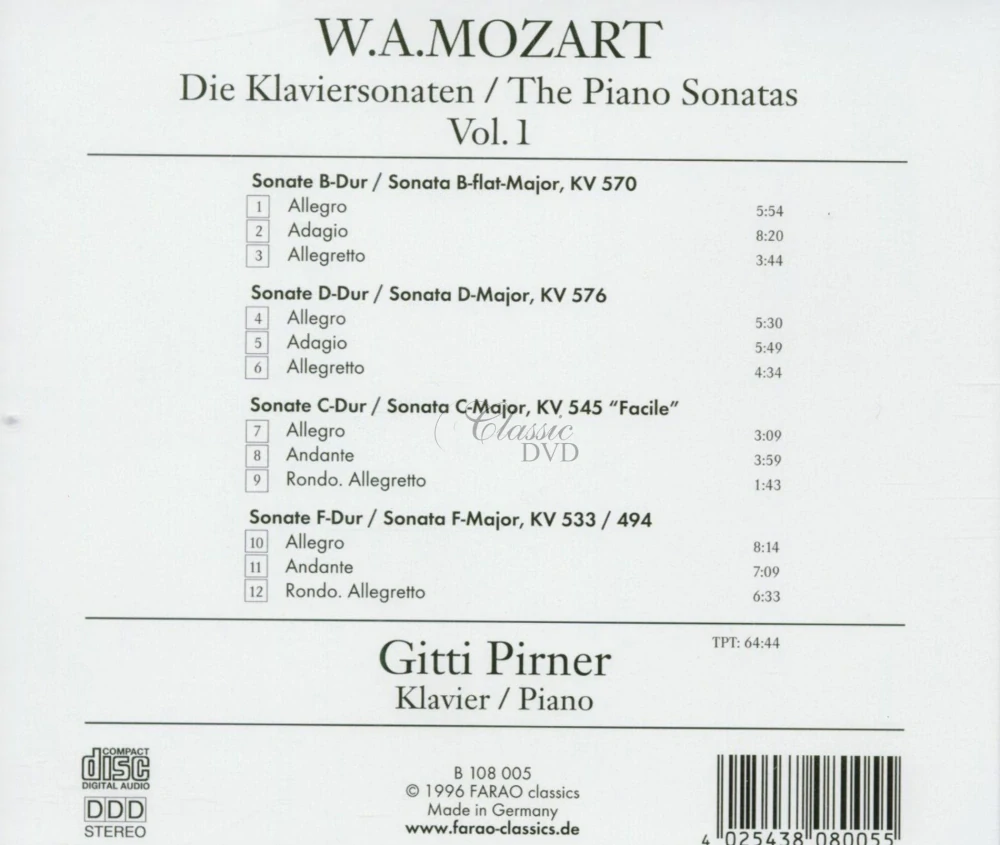 Mozart - Piano Sonatas 15-18 (CD)