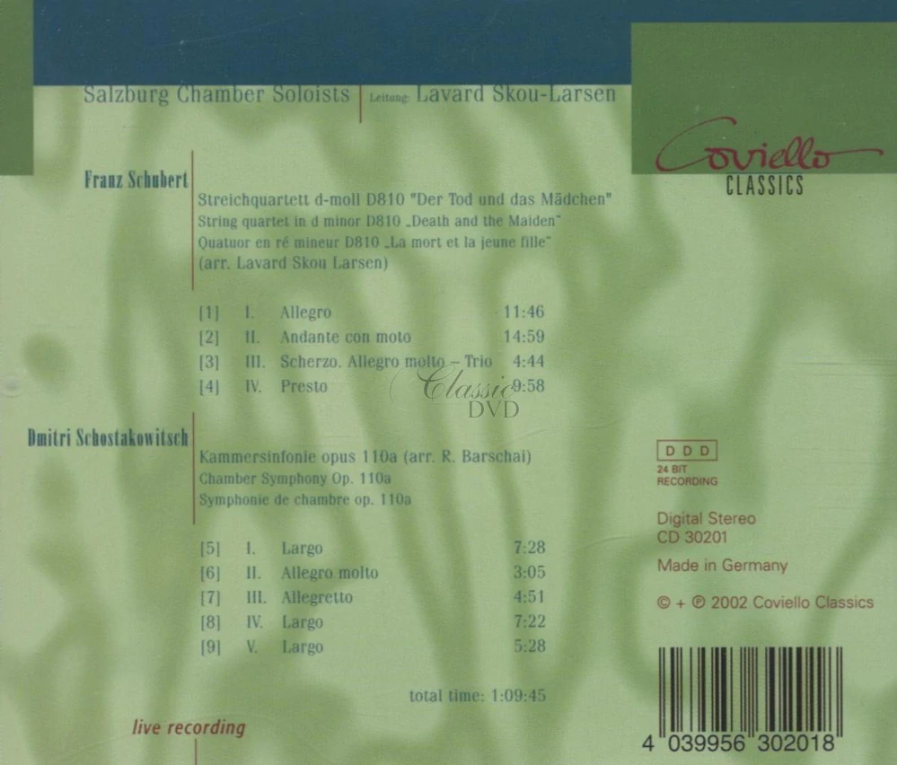 Schubert: String Quartet No. 14 in D minor, D 810 - Death and the Maiden / Shostakovich: Chamber Symphony Op.110a (CD)