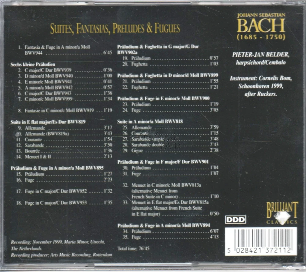 BACH Suites, Fantasias, Preludes & Fugues (CD)