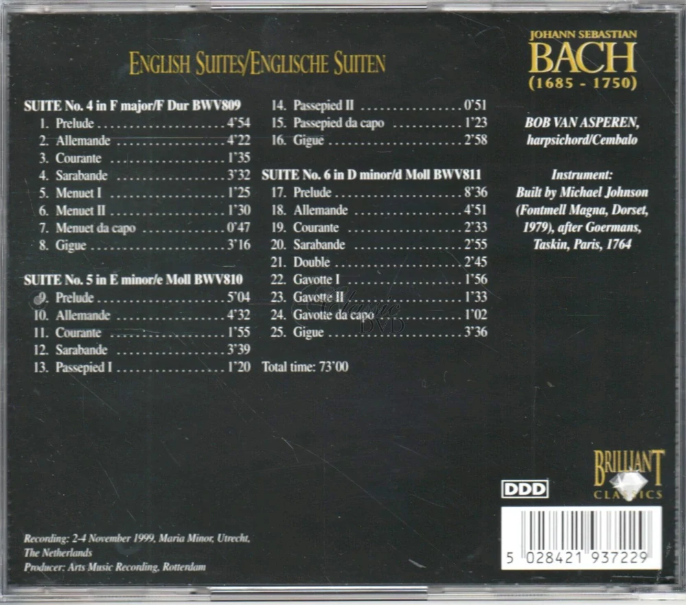 BACH English Suites / Anglické suity BWV 809-811 (CD)