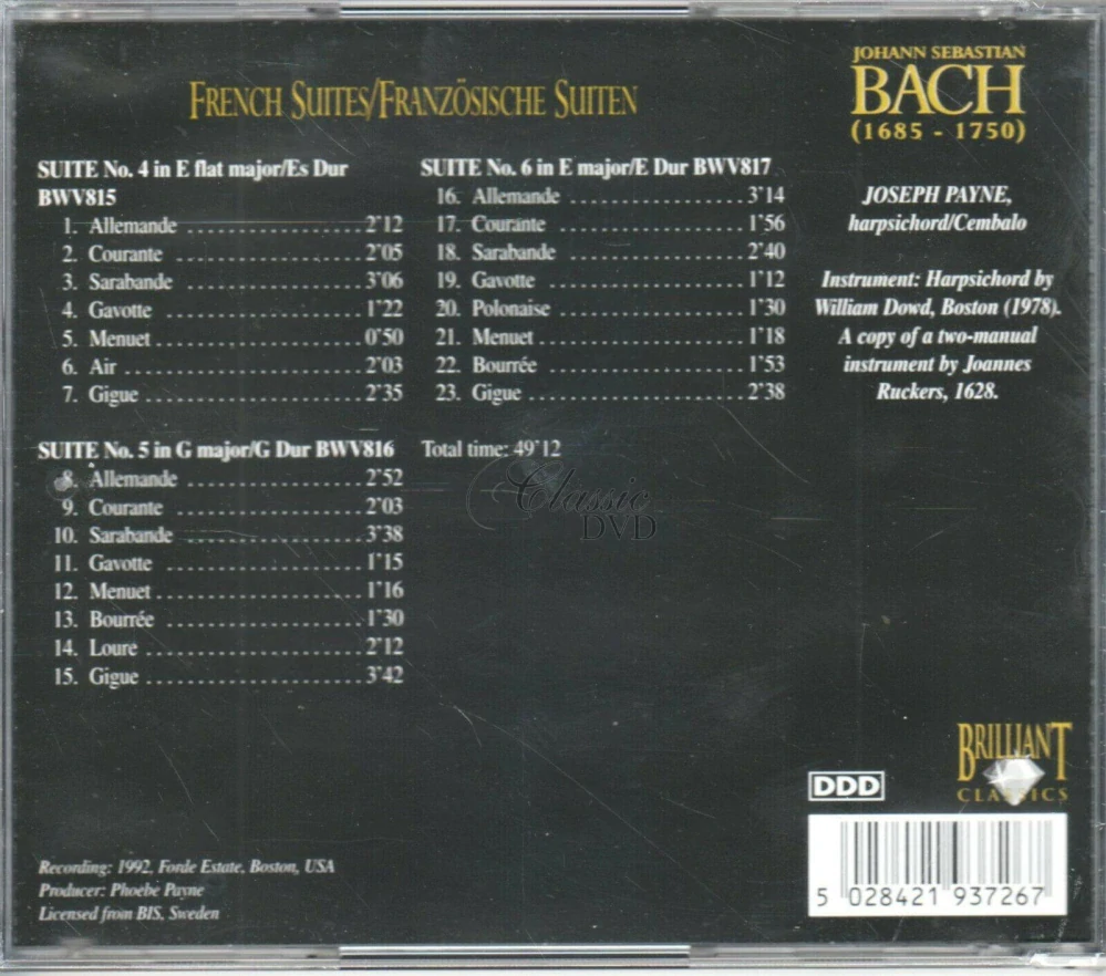 BACH French Suites / Französische Suiten BWV BWV 815-817 (CD)