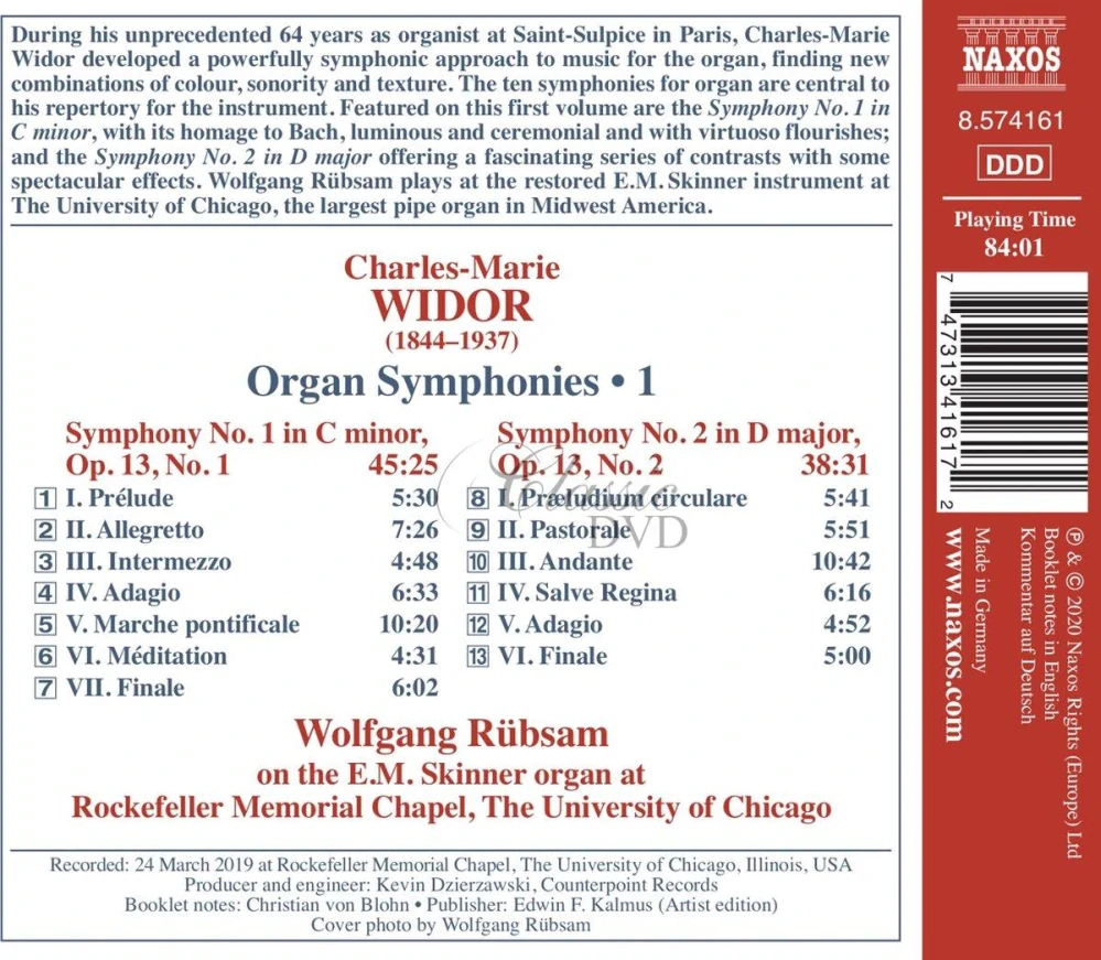 WIDOR: Organ Symphonies Vol.1: Symphonies 1 & 2 (CD)