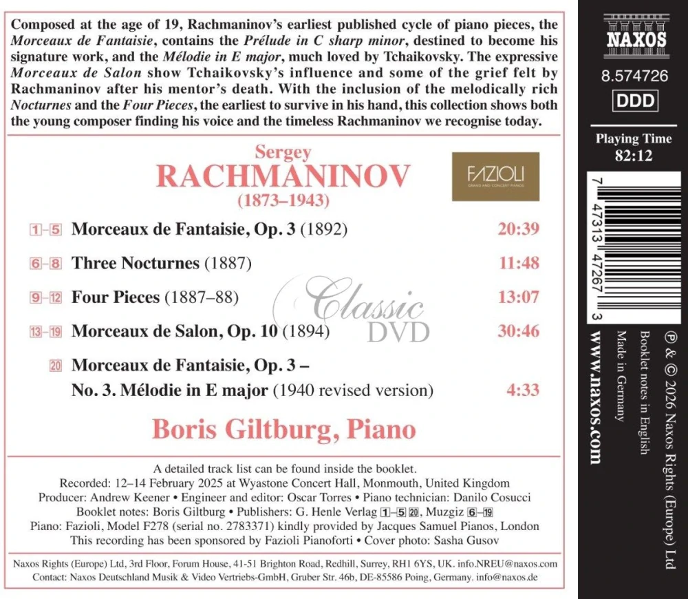RACHMANINOV, S.: Morceaux de Fantaisie, Op. 3 / Morceaux de salon, Op. 10 / 4 Pieces / 3 Nocturnes (CD)