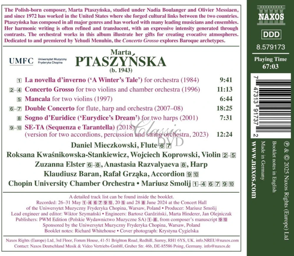 PTASZYŃSKA, M.: Double Concerto / Concerto grosso / SE-TA (CD)