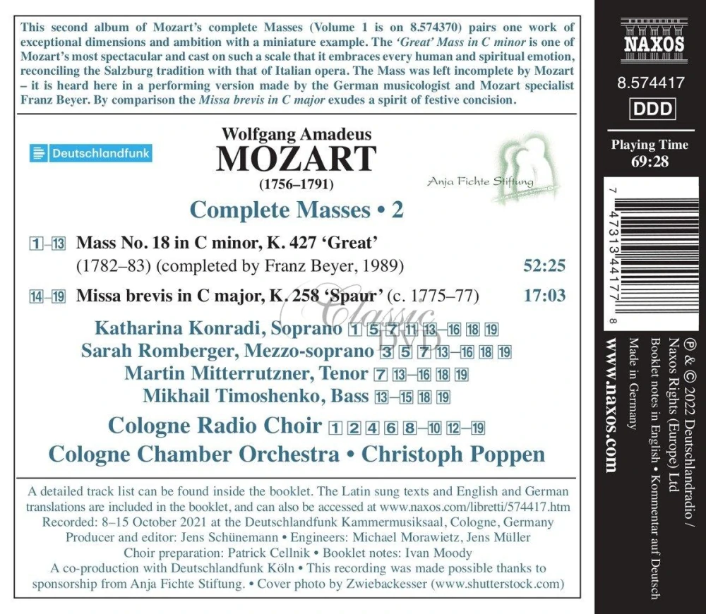 MOZART, W.A.: Masses Vol. 2 - K. 258, 427 (CD)