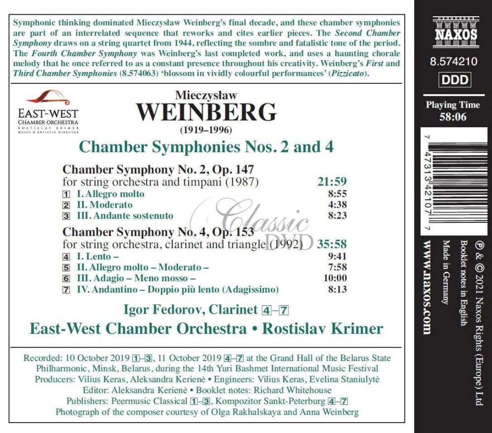 WEINBERG, M.: Chamber Symphonies Nos. 2 and 4 (CD)