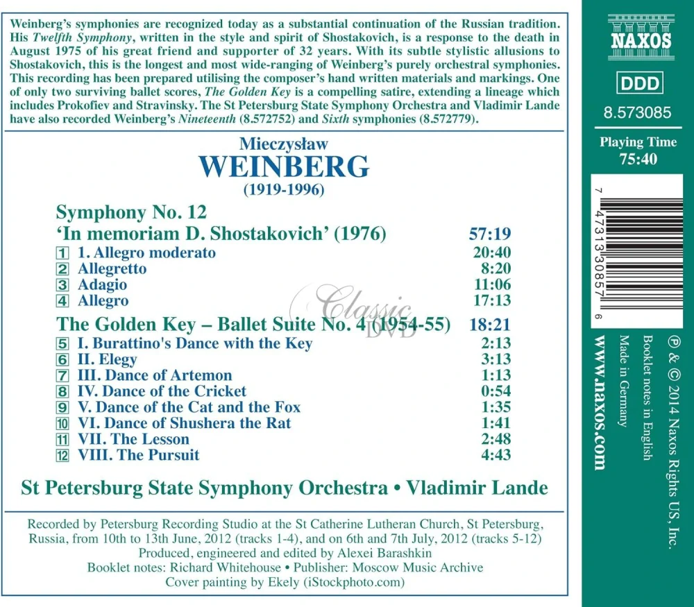 WEINBERG, M.: Symphony No. 12 / The Golden Key Suite No. 4 (CD)