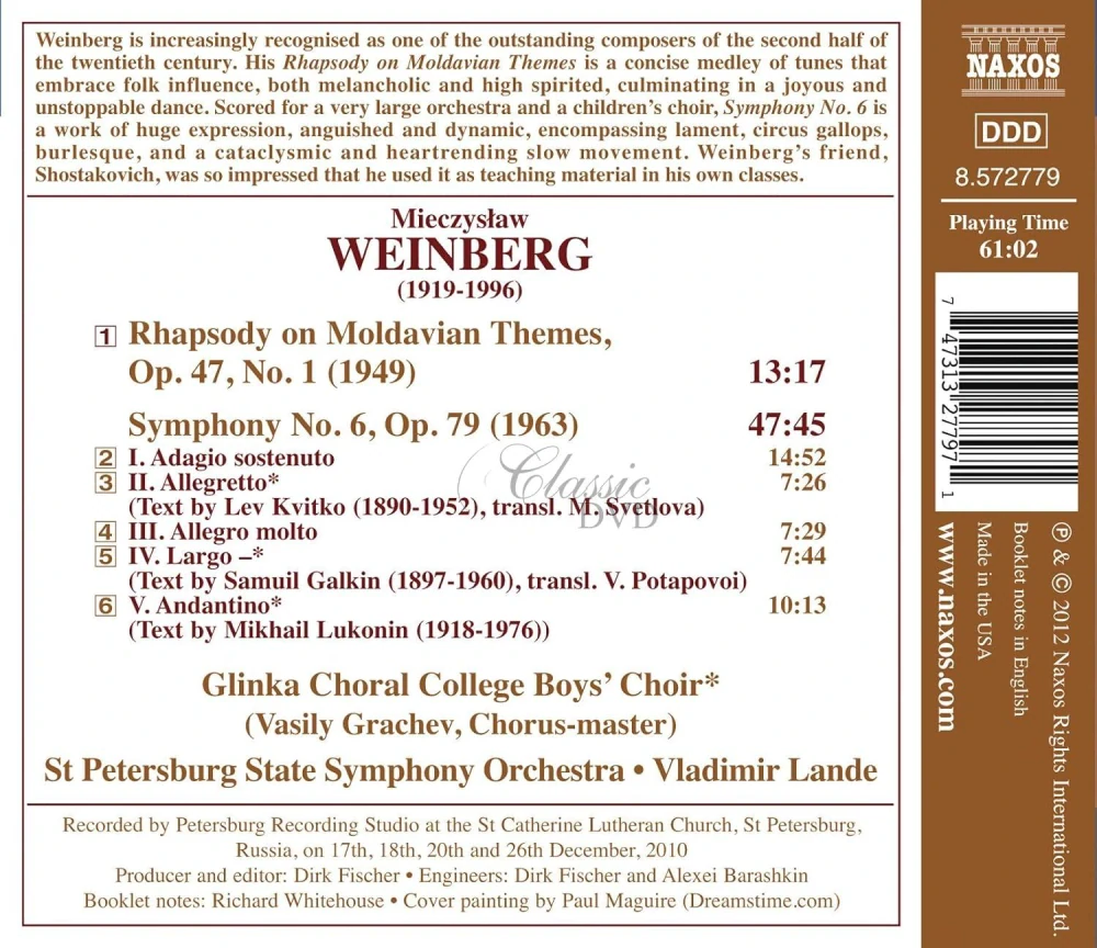 WEINBERG, M.: Symphony No. 6 / Rhapsody on Moldavian Themes (CD)