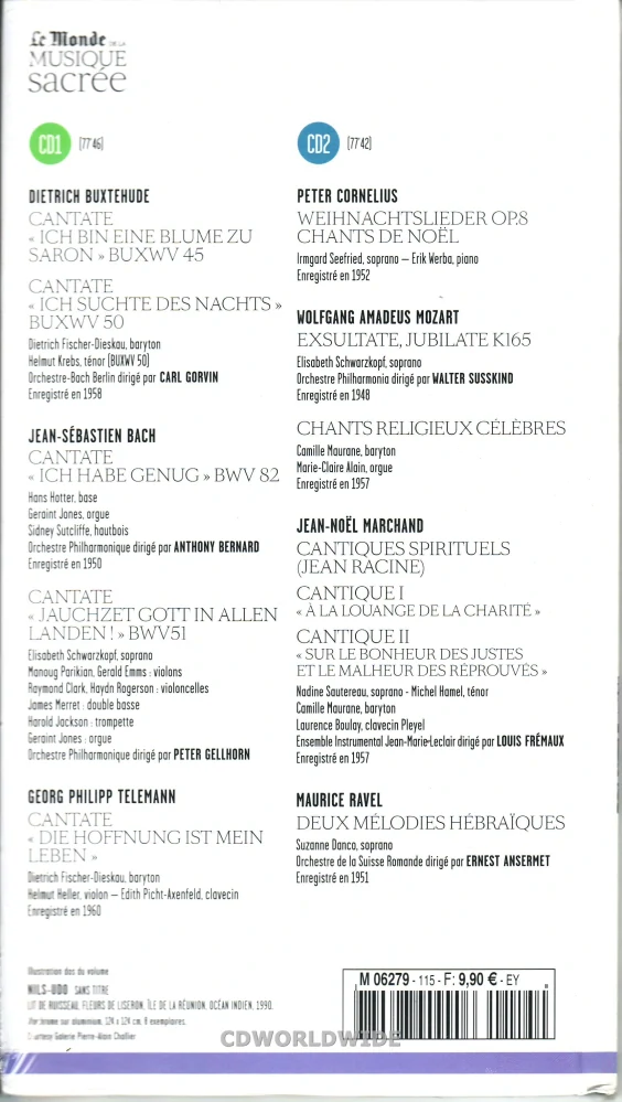 Cantatas, Sacred Songs and Arias - Buxtehude, Bach, Telemann, Cornelius, Mozart, Marchand and Ravel (2CD)