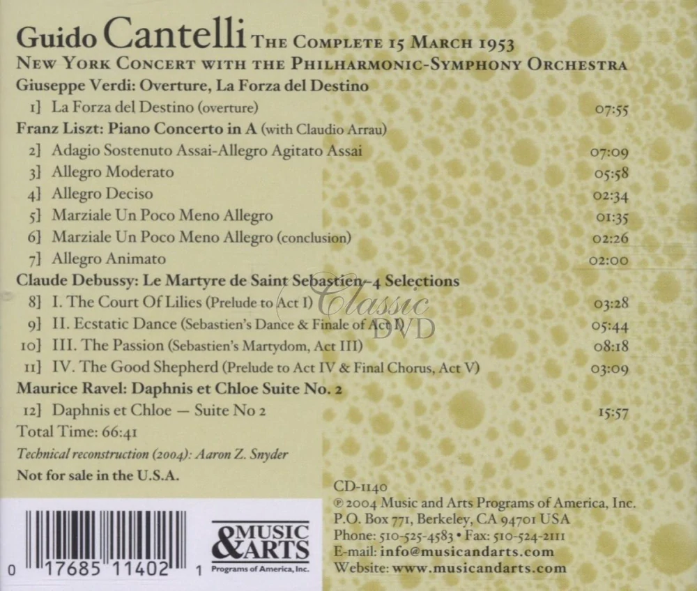 Guido Cantelli - The Complete 15 March 1953 New York Concert (CD)