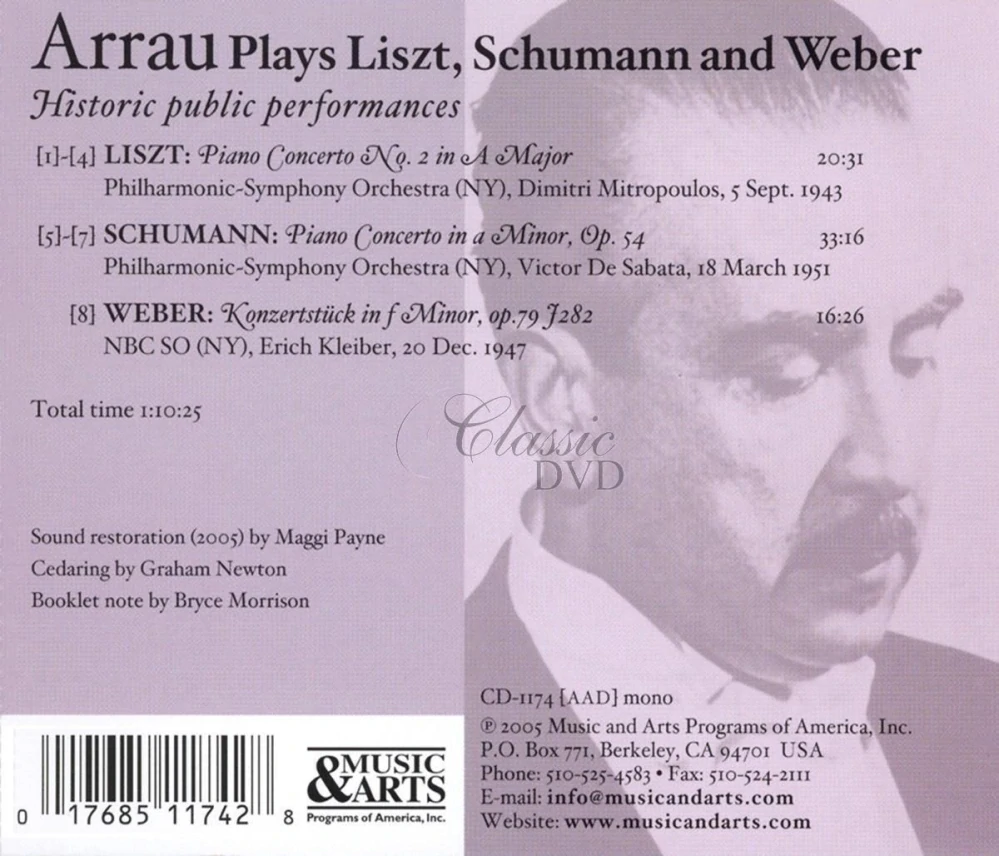 Claudio Arrau Plays Liszt, Schumann and Weber (CD)