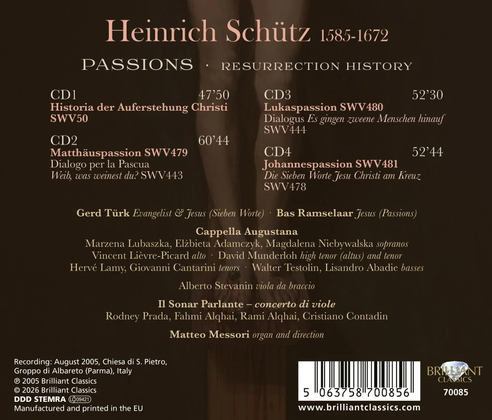Heinrich Schütz - Passions. Resurrection History (4CD)