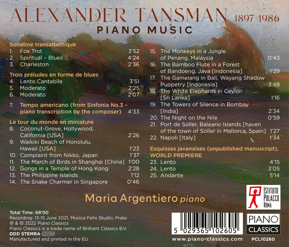 Alexander Tansman (1897–1986) - Piano Music (CD)