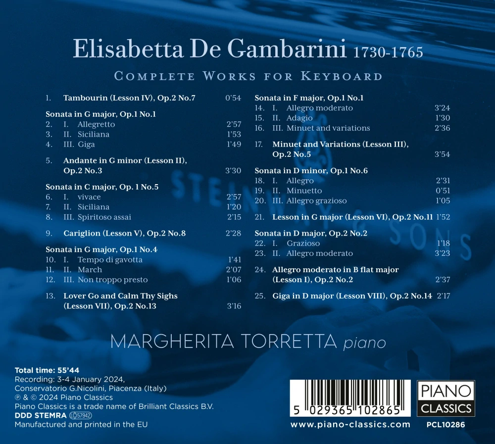 Elisabetta de Gambarini (1730–1765) : Complete Works for Keyboard (CD)
