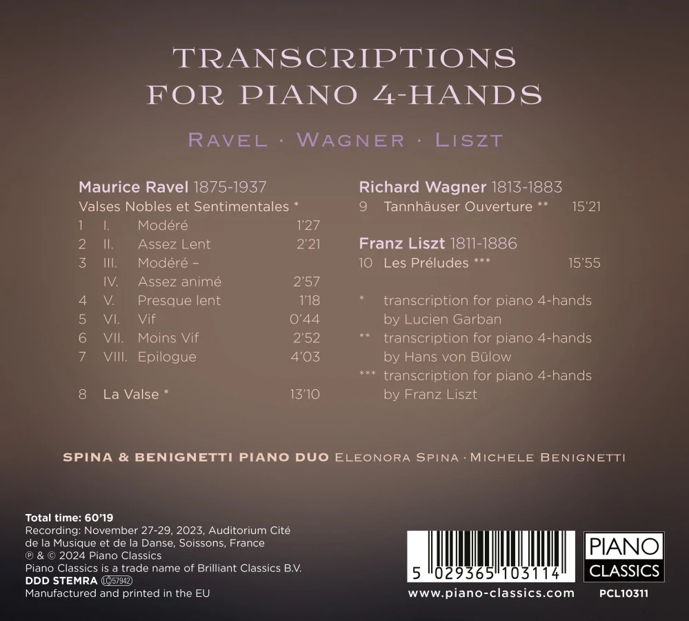 Transcriptions for Piano 4-Hands: Ravel · Wagner · Liszt (CD)