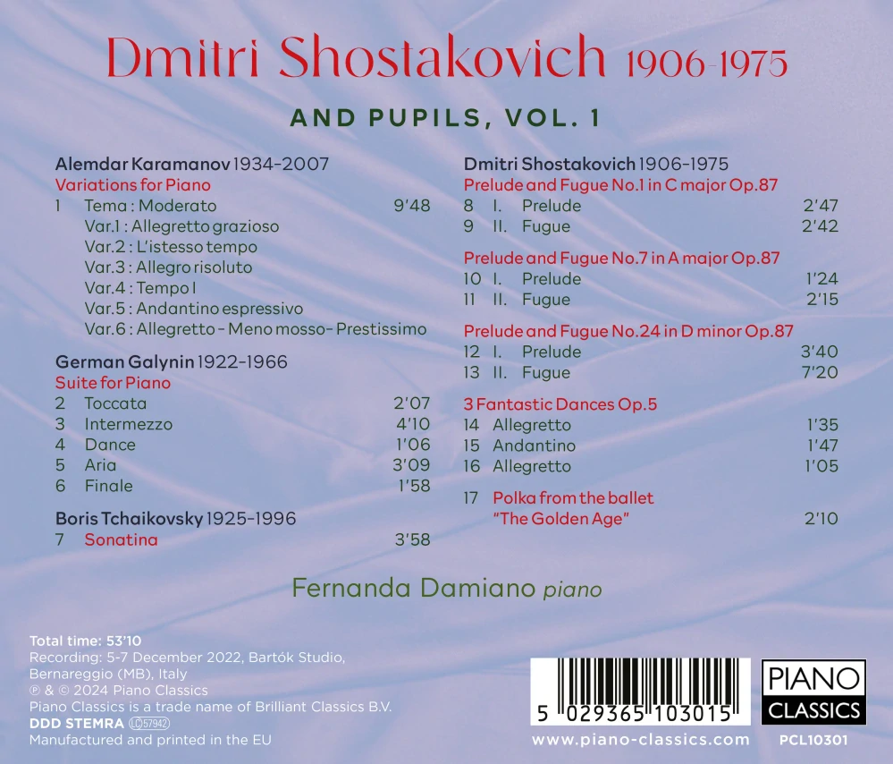 Dmitri Shostakovich (1906–1975) And Pupils, Vol. 1 - Karamanov · Galynin · Boris Tchaikovsky (CD)