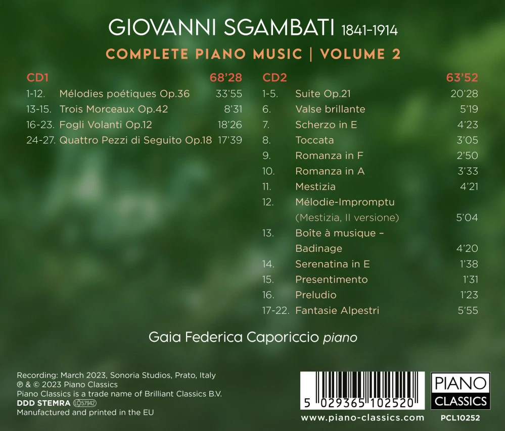 Giovanni Sgambati (1841–1914) Complete Piano Music Vol.2 (2CD)