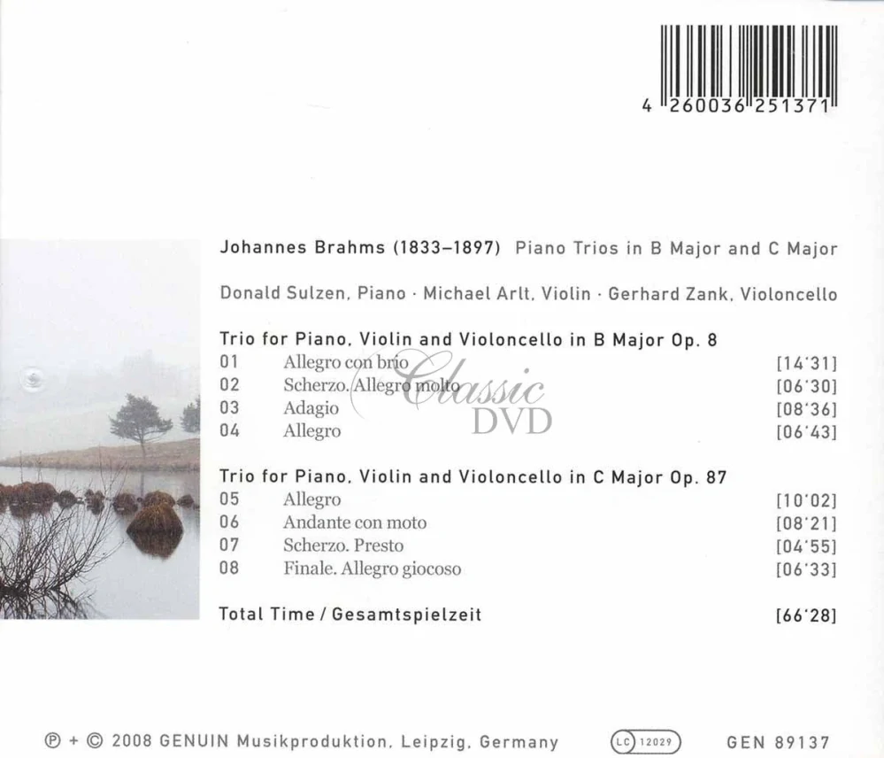 Johannes Brahms – Piano Trios in B Major and C Major (CD)