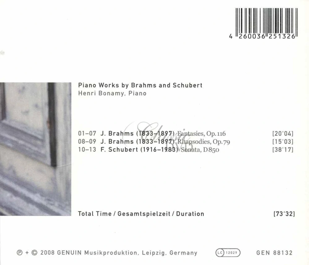 Piano Works by Brahms and Schubert (CD)