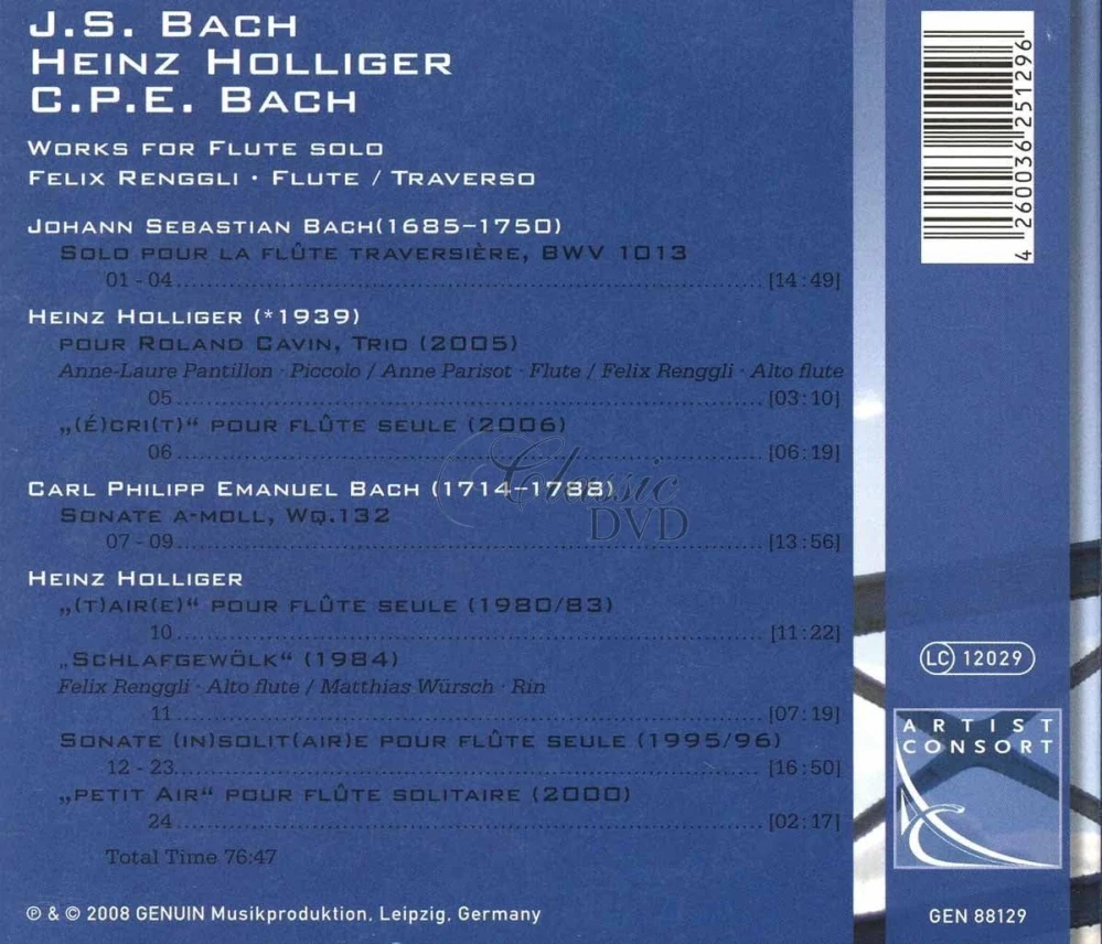 J.S. Bach · Heinz Holliger · C.P.E. Bach – Works for Flute Solo (CD)