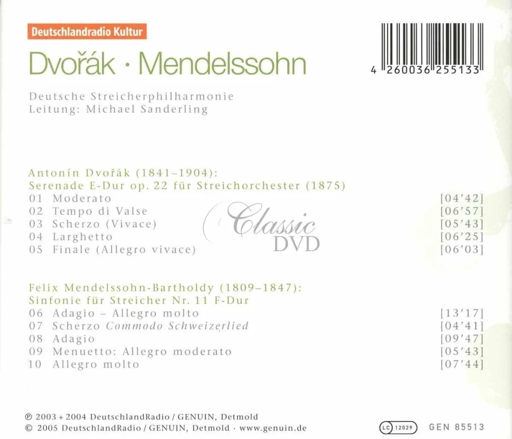 Antonín Dvořák - Serenade for Strings in E major Op. 22 / Felix Mendelssohn Bartholdy - String Symphony No. 11 in F major (CD)