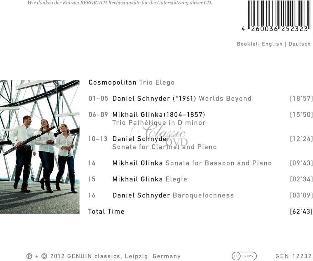 Cosmopolitan – Trio Elego: Works by Mikhail Glinka and Daniel Schnyder (CD)