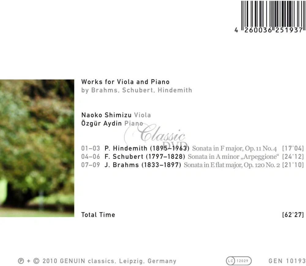 Works for Viola and Piano - Brahms, Schubert, Hindemith (CD)
